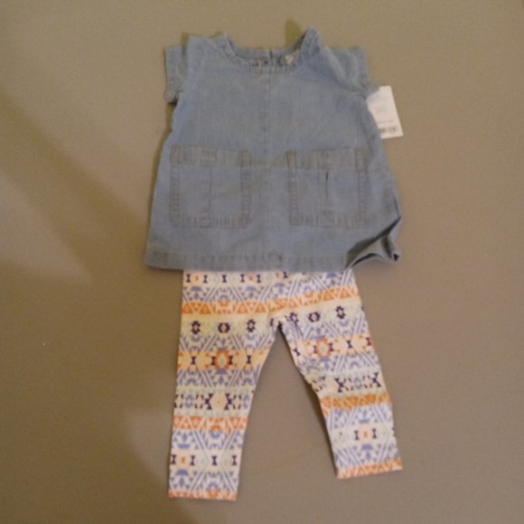 Carter's Baby Girl's Two-Piece Outfit (Denim Top & Pattern Bottoms) 3-Mo… - Picture 1 of 4